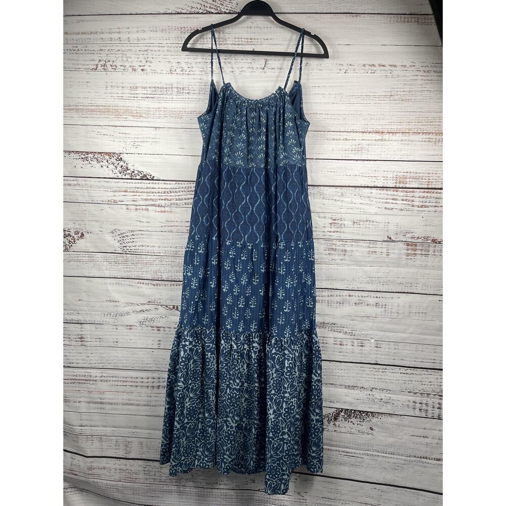 Faherty Sun Chaser Maxi Dress Women's Medium Blue Sunburst Mix Print Pockets - Picture 10 of 11